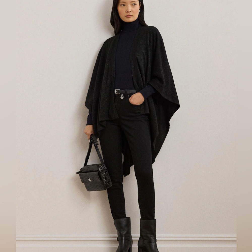 Lauren Ralph Lauren Polyester Blend Sparkle Poncho